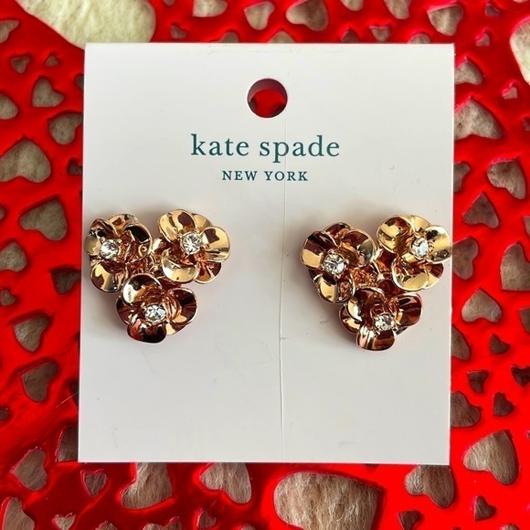 Brand New Kate Spade Shine On Rose Gold Floral Post Earrings - Picture 4 of 10